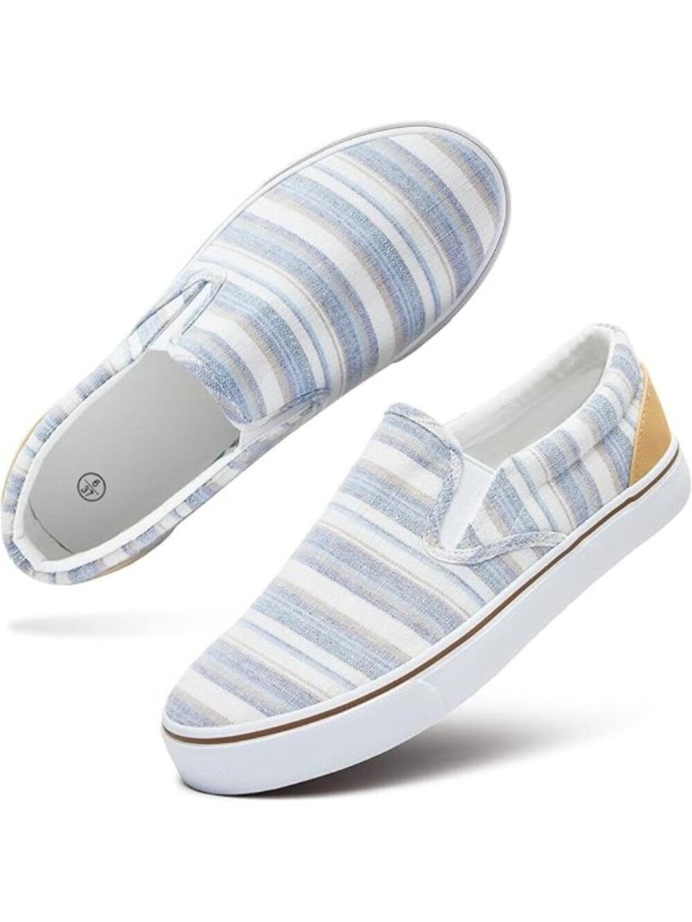 Women's Light Blue Slip Shoes Canvas Sneakers Loafers Non Slip Shoes Rubber